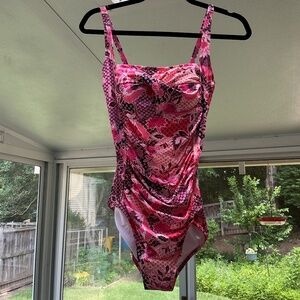 Johhny Was Valennis Ruched Swimsuit Floral Print Medium NWT